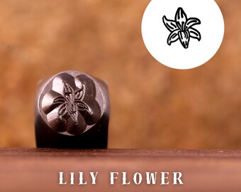 Metal Design Stamp Lily Flower, Metal Stamping Punch Tools, Supplies for Hand Stamped DIY, Jewelry Making, Custom metal stamps,Design Stamps