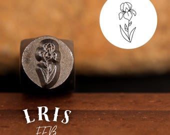 Metal Design Stamp, Birthday Flower February Lris, Metal Stamping Punch Tools, Supplies for Hand Stamped DIY, Jewelry Making, Design Stamp