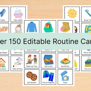 Cartes de routine quotidiennes modifiables pour enfants | Horaire visuel quotidien | Tableau des corvées pour les enfants, horaire quotidien des rythmes pour les tout-petits, les enfants d'âge préscolaire et les enfants