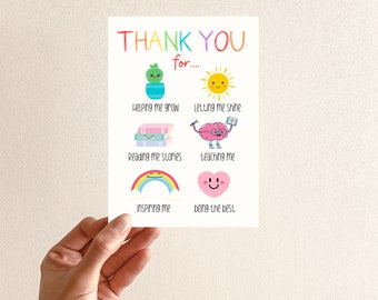 Tarjetas de agradecimiento para maestros imprimibles, tarjetas de felicitación para maestros imprimibles, tarjetas de agradecimiento para maestros, gracias por ayudarme, descarga instantánea