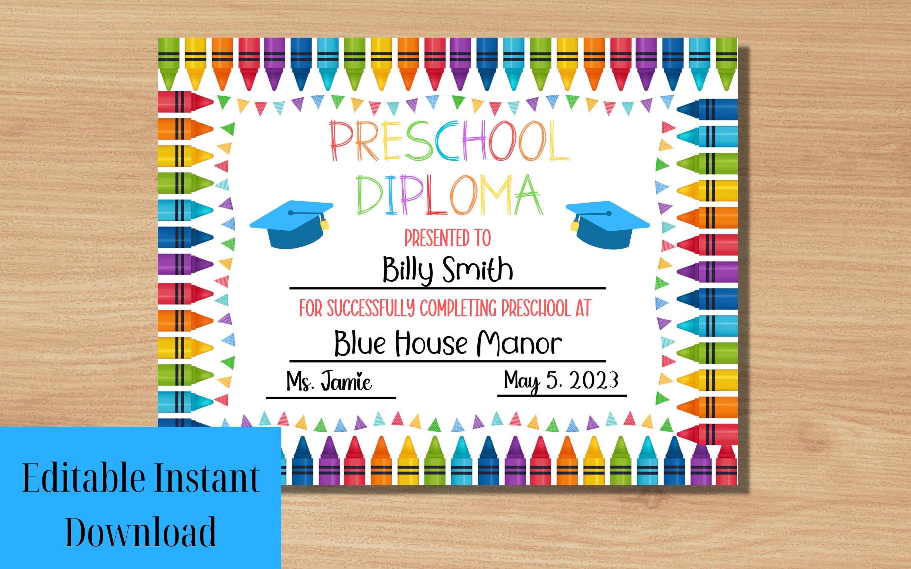 Preschool Graduation Certificate, Preschool Diploma, Preschool Certificate, Teacher Resources, Preschool Graduation