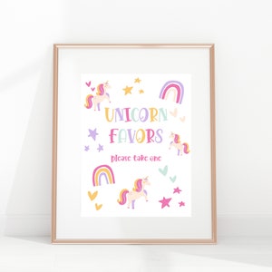 Unicorn Birthday Party Signs, Unicorn Party Table Signs, Unicorn Party Decor, Rainbow Pastel Unicorn Girl Download Digital