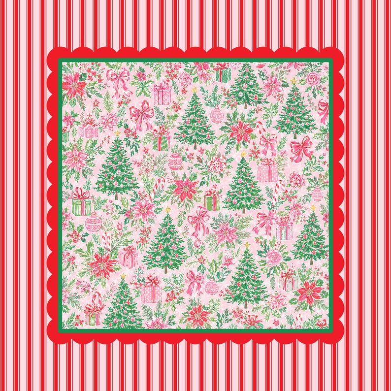 Christmas Mahjong Mat, Holiday Mahjong Mat, Xmas Floral Mahjong Mat, Holiday Mahjong Mat, Green and Red Mahjong 画像 3