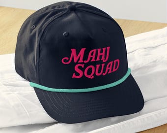 Gorra bordada MAHJ SQUAD - Gorras Mahj Squad - Gorras Mahjong - Gorras para fiestas grupales - Mahjong americano