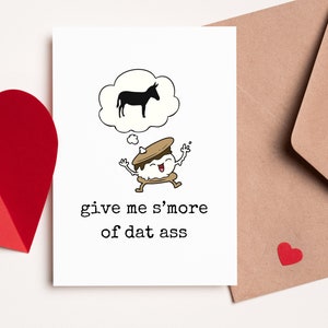 Funny Love Card SMORE S'MORE Pun, Fun Birthday Card, Card Boyfriend, Card For Girlfriend, Anniversary Card, Valentine's Day Gift, Butt Card