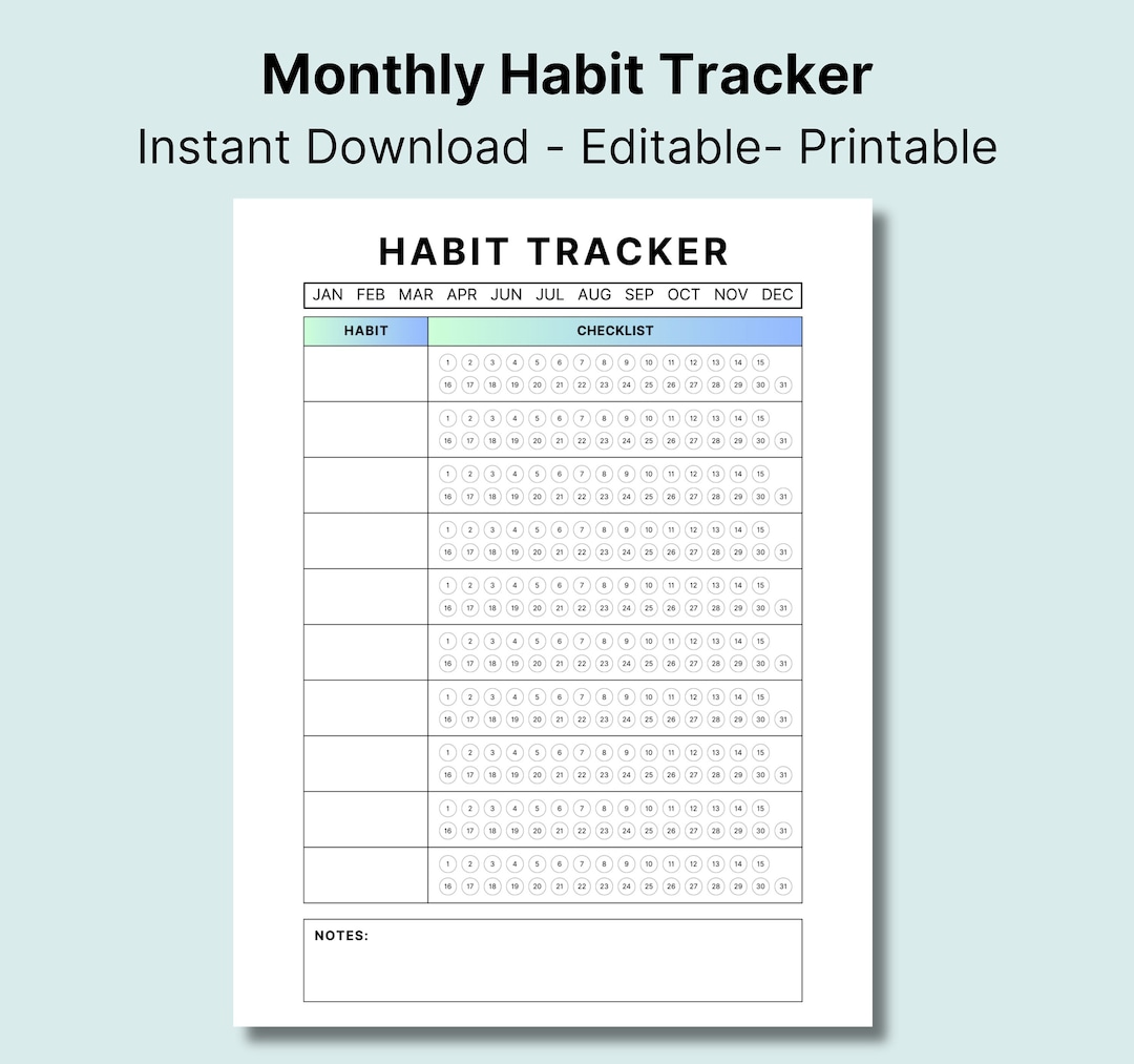 Minimalistic Daily Habit Tracker Printable/everyday Habit Tracker ...