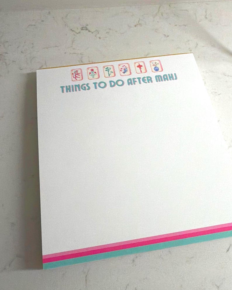 Custom Mah Jong Notepad, Mah Jongg Notepad, Blue MahJong Tiles, Personalized Notepad, Mah Jong Gift, Custom Mah Jong Notepad image 2