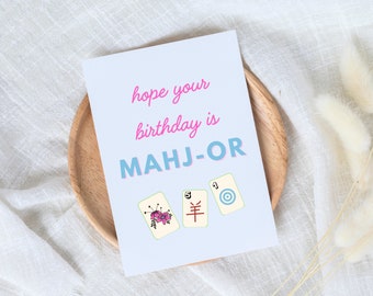Mahjong Geburtstagskarte, Mahjong Geburtstag, Mahjong Karte, druckbare Grußkarte, Mahjong Grußkarte, digitaler Download, Mahjong