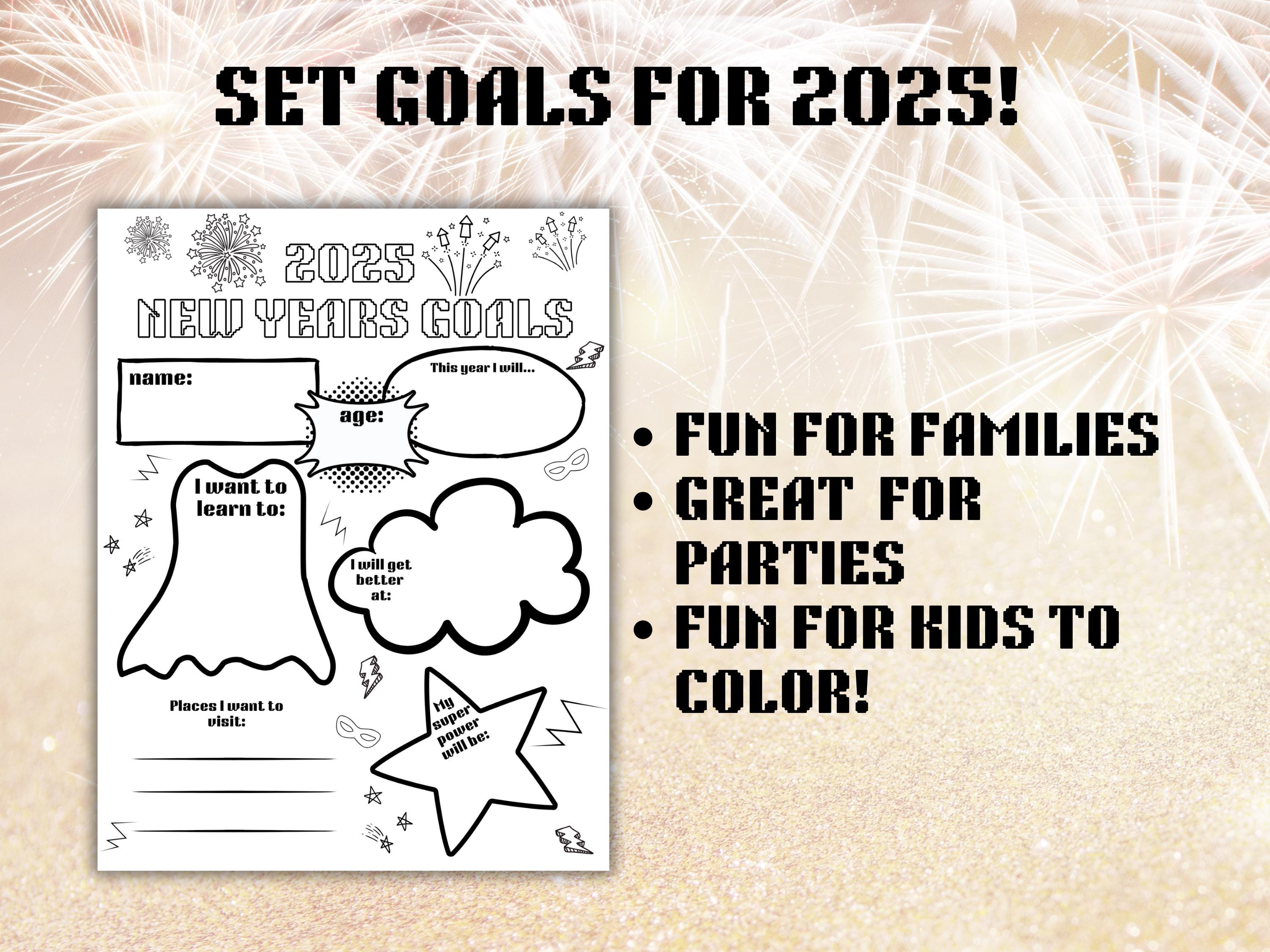 New Years Goals Digital Download, 2025 New Years Printable Year in ...