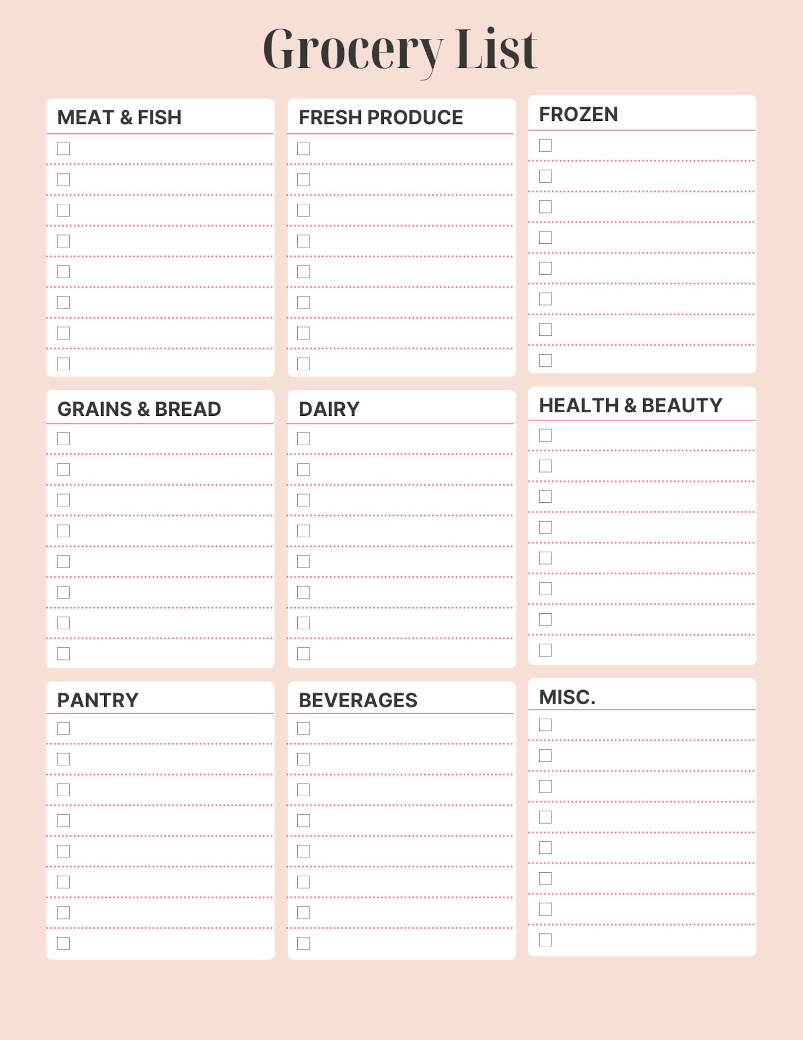 Grocery List Printable Template Grocery Planner Food Shopping List Grocery List Printable Template Grocery Planner Food Shopping List