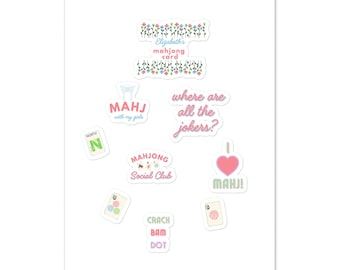 Mahjong Stickers, Kiss Cut Mahjong Stickers, Mahjong Card Sticker, Mahjong Name Sticker, Personalized Mahjong Stickers, Mahjong Card Sticker
