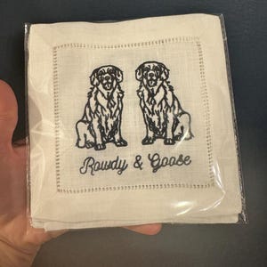 Custom Golden Retriever Illustrated Dog Cocktail Napkins - Golden Retriever Gift - Custom Embroidered Linen Napkins - Golden Retriever Lover