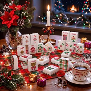 Glamouröse Weihnachts-Mahjong-Steine, Mahjong-Weihnachts-Mahjong-Steine, Weihnachts-Mahjong-Geschenk, personalisierte Mahjong-Steine Bild 2