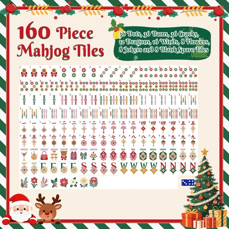 Glamouröse Weihnachts-Mahjong-Steine, Mahjong-Weihnachts-Mahjong-Steine, Weihnachts-Mahjong-Geschenk, personalisierte Mahjong-Steine Bild 6