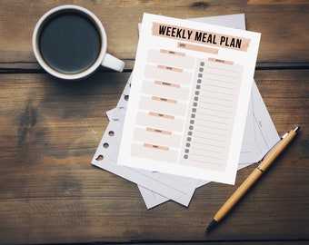 TÉLÉCHARGEMENT IMMÉDIAT Épicerie imprimable et modèle de planificateur de menu hebdomadaire | Liste d'épicerie imprimable | Outils d'organisation | Planificateur de repas