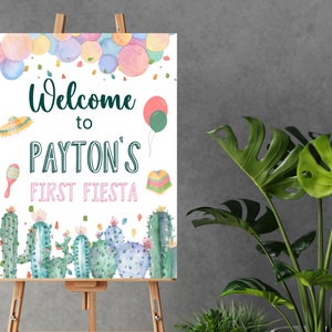 First Fiesta Welcome Sign, Editable Mexican First Fiesta Sign, Mexican fiesta printable decorations, Mexican fiesta party sign