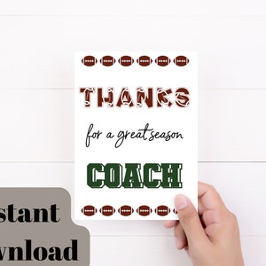de remerciements pour entraîneur de football | Carte imprimable | Cadeau pour entraîneur de football | Téléchargement numérique, merci Coach | Appréciation de l'entraîneur
