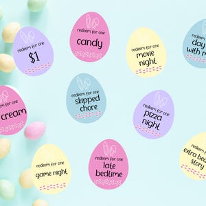 Easter Egg Coupons, Easter Coupons for Kids, Easter Egg Fillers, Easter Egg Hunt, Easter Rewards, Easter Bunny Rewards, Easter Basket Filler