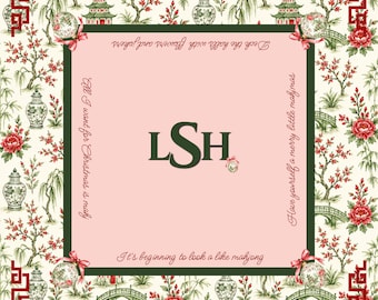 Monogram Mahjong Mat, Christmas Mahjong Mat, Mahjong Gift, Initial Mat