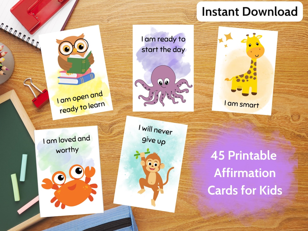 Positive Affirmation Cards for Kids - Printable Kid Affirmation Cards ...