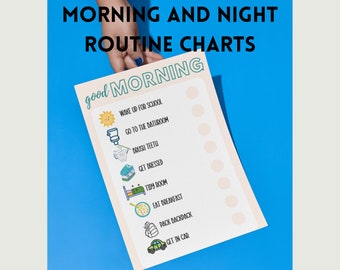 Routine Charts, Kids Routine Charts, Morning and Night Routine Chart, Routine Checklist, Routine Checklist Editable, Printable Routine Chart