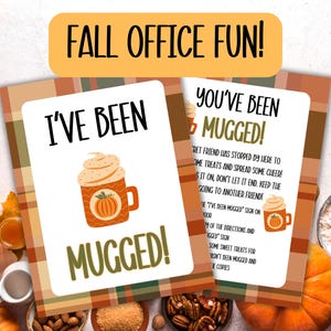Afdrukbaar You've Been Mugged, You've Been Mugged Office Game, herfst Office afdrukbaar, Thanksgiving-cadeau uitwisseling, Office afdrukbaar, ziekenhuis