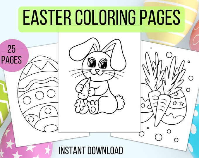 19 Page Easter Coloring Book for Kids | Printable Digital Download ...