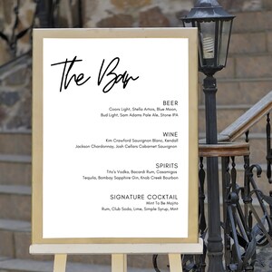 Minimalist Wedding Bar Menu | Modern Minimalist Bar Menu Sign | Wedding Drink Sign | Minimalist Drink Menu | Editable Template