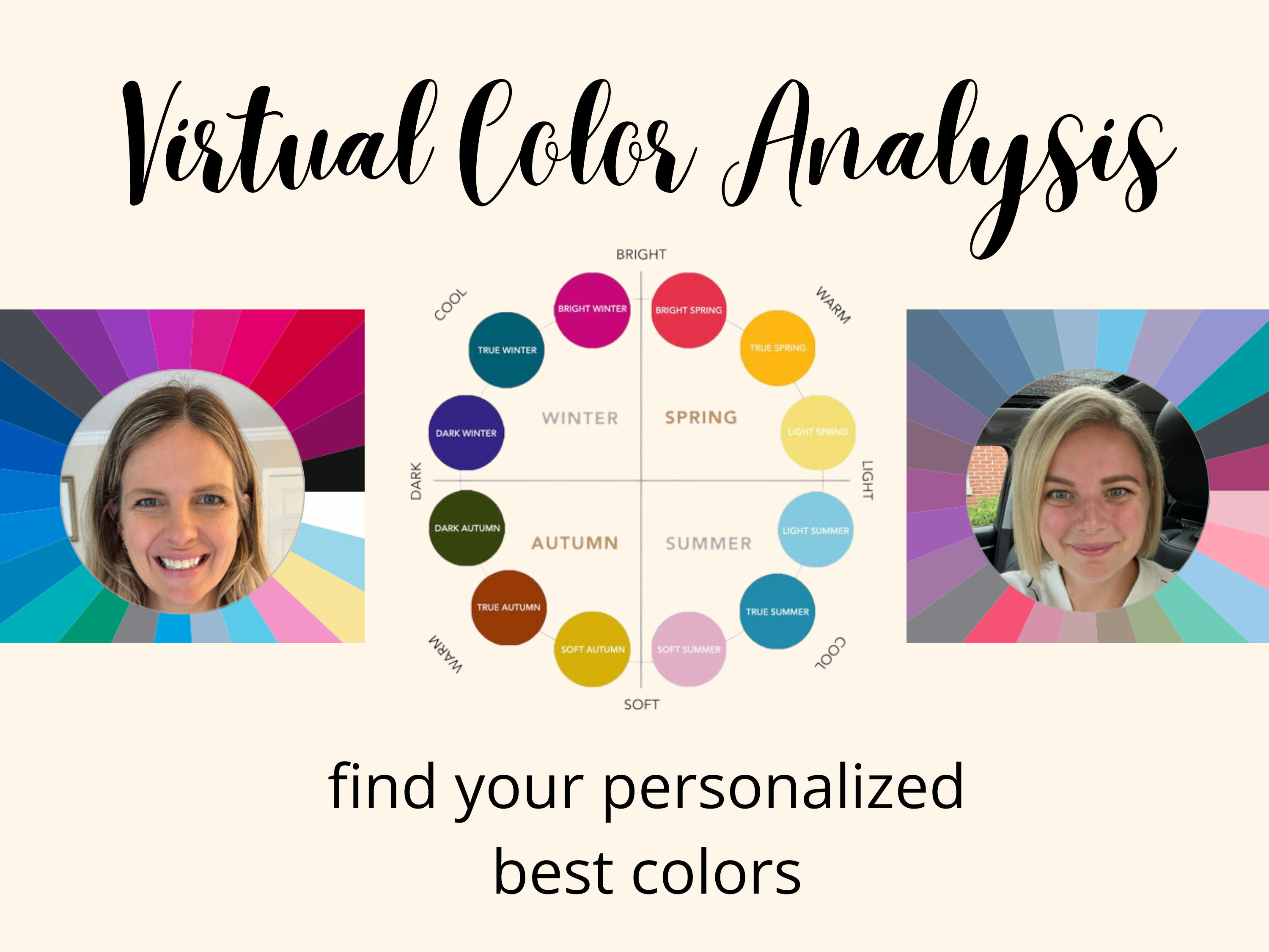 Virtual Personal Color Analysis Premium Package. Discover Your Unique Color  Palette, 4 Seasonal 