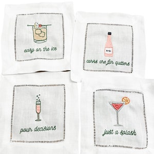 Funny Embroidered Cocktail Napkins (Boozy Cocktail Napkins)