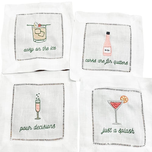 Funny Embroidered Cocktail Napkins boozy Cocktail Napkins Etsy
