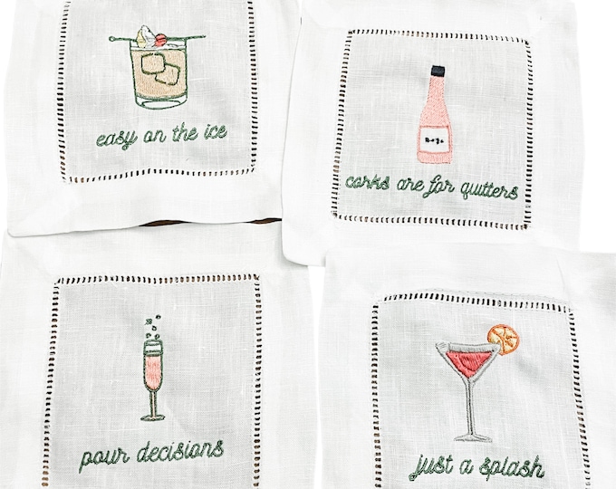 Funny Embroidered Cocktail Napkins (Boozy Cocktail Napkins)