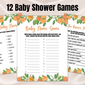 Little Cutie Baby Shower Spiel Bundle, Orange Baby Shower Spiel Pack, Geschlecht Neutral Orange Citrus Aktivitäten, Cutie Spiele, Sofort Download