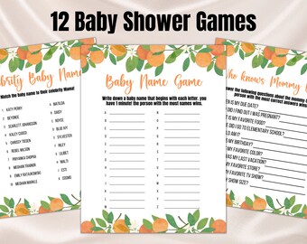 Little Cutie Baby Shower Game Bundle, Orange Baby Shower Game Pack, Gender Neutral Orange Citrus Activities, Cutie Games, Instant Download