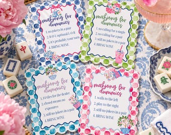 Scalloped Mahjong Shuffler Cards, Funny Mahjong Shufflers, Mahjong for Dummies, Mahjong Gift