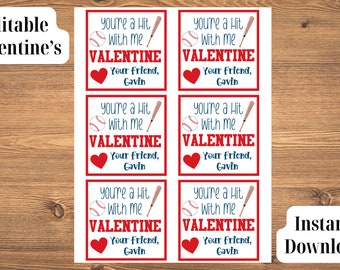 Baseball Valentine Cards | Sports Valentines Day Cards | You're a Hit Valentine | Personalized School Sports Valentines | Editable Valentine