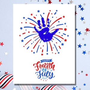 4th Of July Firework Handprint Art , Classroom Activities, 4th Of July Crafts, Memorial Day, 4th of July Activity, Footprint Art