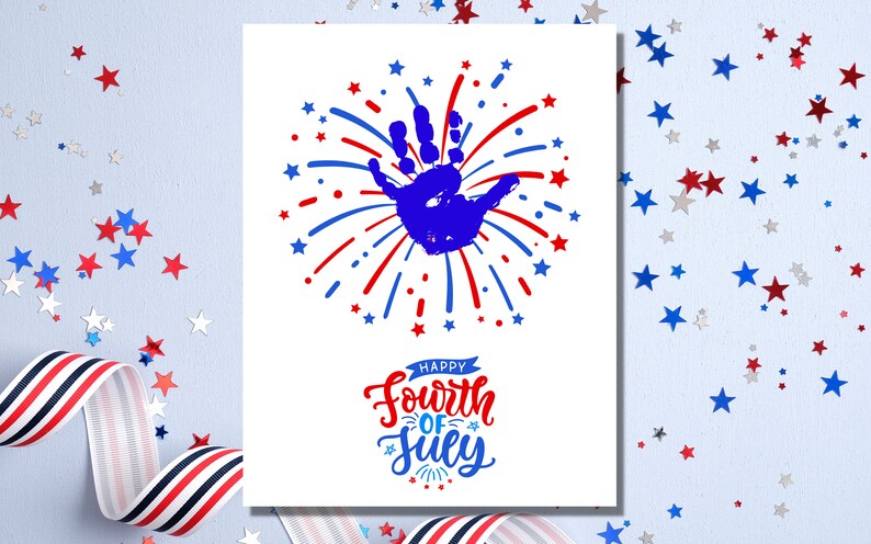 Firework July Hand Lettering 4th of July Firework Handprint Art , Classroom Activities, 4th of July ...