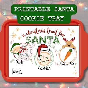 Santa Cookie Tray Printable | Santa Cookies and Milk Tray | Santa Tray | For Santa | Digital File | Christmas Instant Download 10.5&quot; Wide