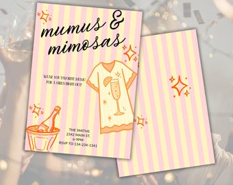 Modello di invito Mumus & Mimosas Canva / Invito per brunch modificabile / Serata tra ragazze stampabile / Download digitale / Canva GRATIS