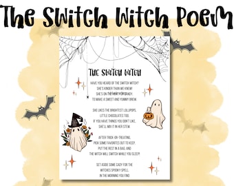 Schalter Hexe Gedicht, Schalter Hexe Halloween, Halloween Aktivität, Halloween druckbar, Süßes oder Saures, Süßes oder Saures druckbar
