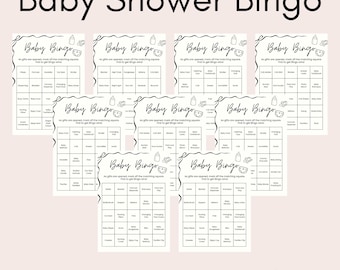 30 Baby Shower Bingo Cards - Unique Prefilled Baby Bingo Game Cards - Baby Gift Bingo Cards - Baby Shower Bingo Game - Minimalist Baby Bingo