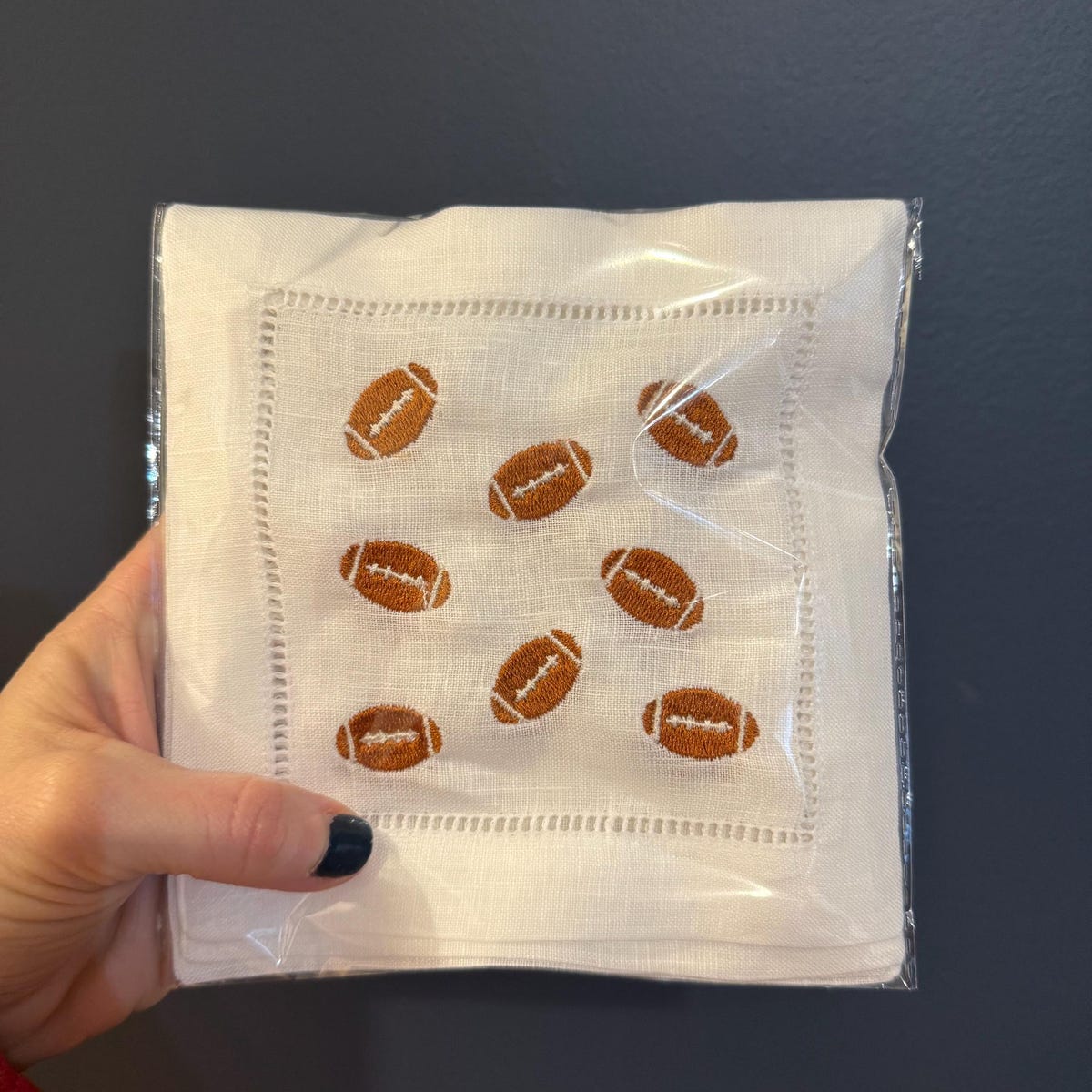 Embroidered Football Cocktail Napkins - Set of 4