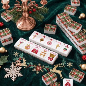 Glamouröse Weihnachts-Mahjong-Steine, Mahjong-Weihnachts-Mahjong-Steine, Weihnachts-Mahjong-Geschenk, personalisierte Mahjong-Steine Bild 1