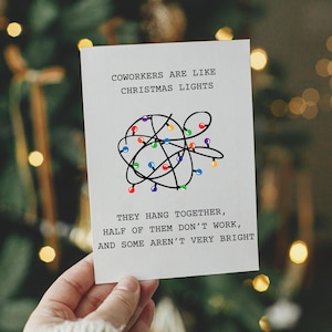 Carte de Noël pour collègue, les collègues sont comme des lumières de Noël, carte de vœux pour le bureau, cadeau de bureau éléphant blanc, carte de vœux drôle pour collègue