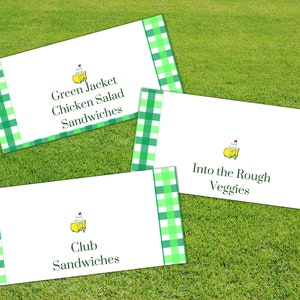 Señales de comida para fiestas de Masters Golf, señales de tiendas de campaña para fiestas, señales de tiendas de comida editables, señales de fiestas editables, decoración de fiestas de golf
