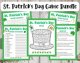 St Patricks Day Printable Games | St Patricks Games Bundle | St Patricks Day Kid Games | St Patricks Classroom Games | Leprechaun Games