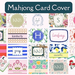 Funda grande para tarjeta de Mahjong, funda imprimible para tarjeta de Mahjong, funda grande para tarjeta de Mahjong, funda personalizada para tarjeta, Mahjong con monograma, regalo de Mahjong