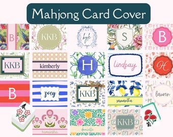 Capa Grande para Cartas de Mahjong, Capa para Cartas de Mahjong IMPRIMÍVEL, Capa Grande para Cartas de Mahjong, Capa Personalizada, Mahjong com Monograma, Presente de Mahjong