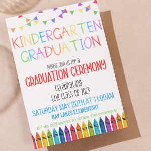 Editable Kindergarten Graduation Invitation, Kindergarten Party Invite, Kindergarten Graduation Flyer, Editable Printable Template